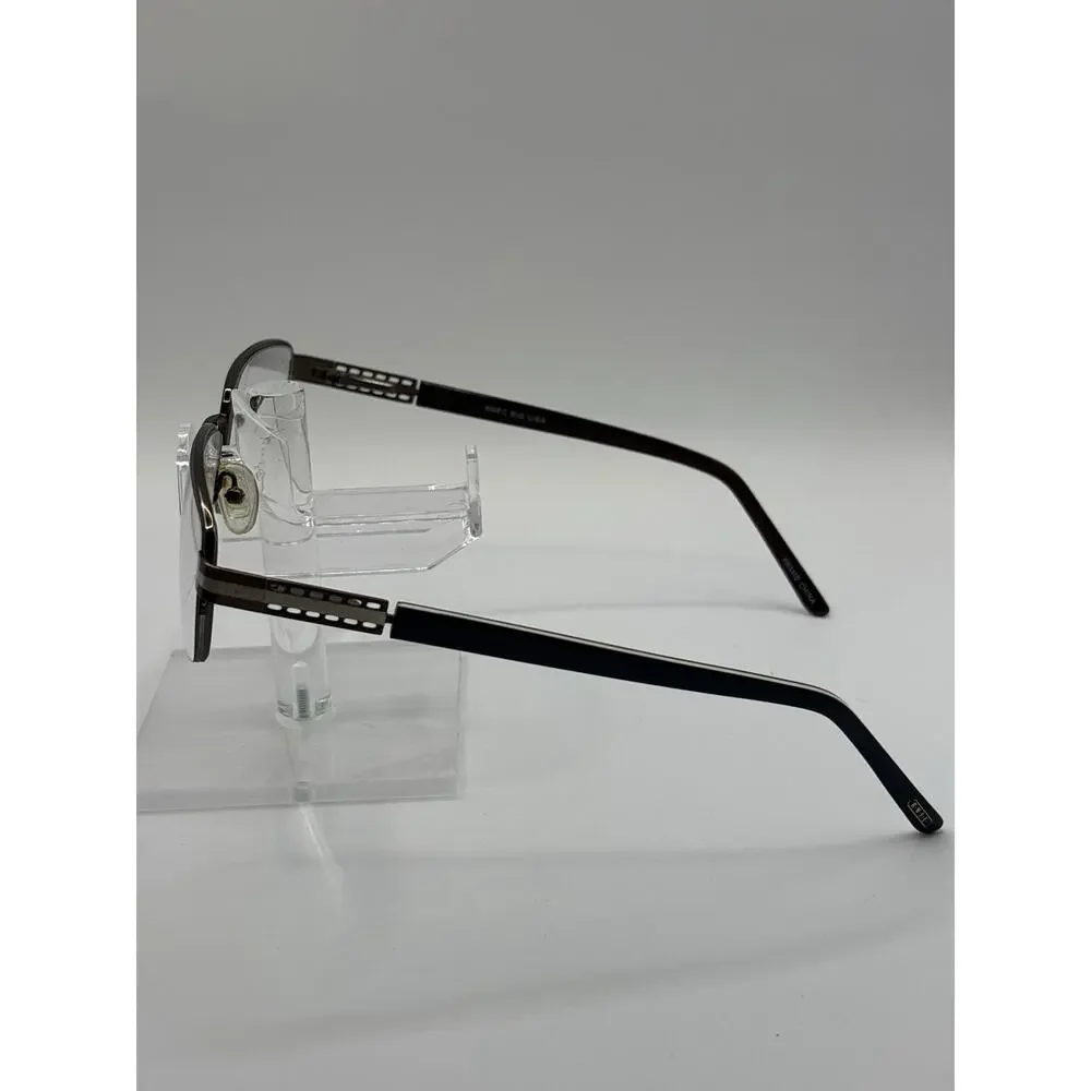 BMEC Big Idea Men's Eyeglasses Brown Gunmetal Semi Rimless 57-17-150 XL